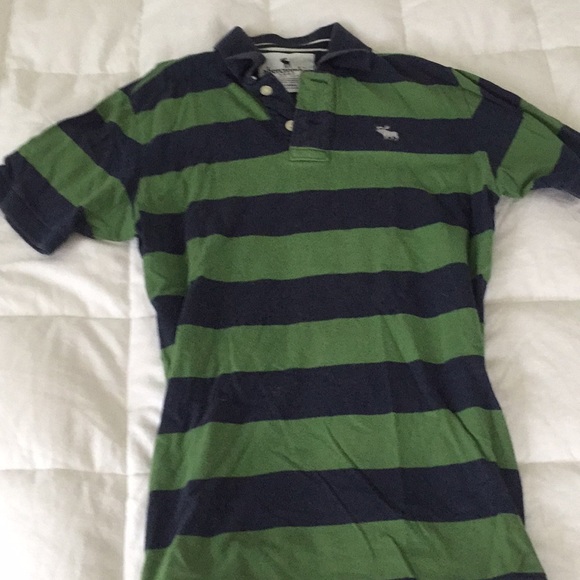 🌺Green and Dark Blue Striped Abercrombie Polo🌺 - Picture 2 of 2